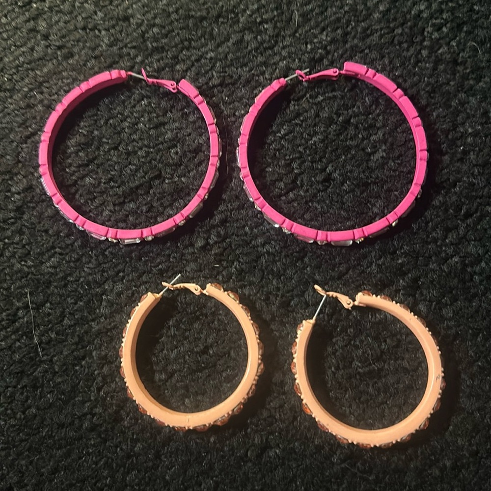 2 Pairs of Blingy Hoop Earrings